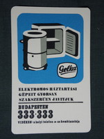 Card calendar, gelka household appliance service, graphic designer, washing machine, refrigerator, 1970, (5)
