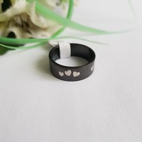 New black ring with heart pattern - usa 8 / eu 57 / ø18mm