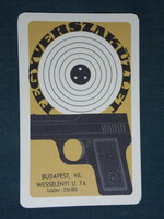 Kártyanaptár, Fegyverszaküzlet, Budapest, grafikai rajzos, pisztoly , 1968,   (5)