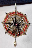 Old large tapestry unique glass spider in cobweb Christmas tree decoration