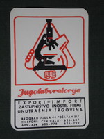Kártyanaptár,Jugoszlávia, Jugolaboratorija vállalat, belgrád,grafikai rajzos,mikroszkóp, 1970,   (5)