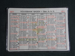 Kártyanaptár, Németország, Volksbank Baden, névnapos, 1971,   (5)