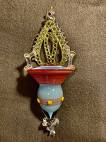 Blown glass holy water container with thread decoration