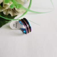 New rainbow colored 2 band recessed black striped ring - usa 8 / eu 57 / ø18mm