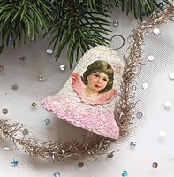 Old salt paper and paper glass Christmas tree ornament angelic bell 4.5X4.5Cm