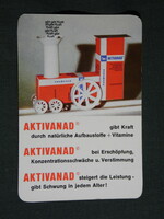 Kártyanaptár, Németország, gyógyszertár ,patika, Aktivanad vitamin, ,papír gőzmozdony,1971,   (5)
