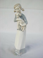 German Lippelsdorf porcelain girl with lamb 20 cm