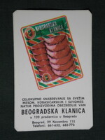 Kártyanaptár, Jugoszlávia, Belgrád vágóhíd húsfeldolgozó vállalat,szalámi, kolbász, 1970,   (5)