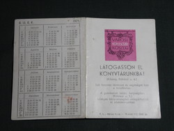 Card calendar, city library Kőszeg, timetable, 1971, (5)