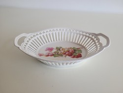Régi porcelán kosár szőlőmintás áttört szélű kínáló