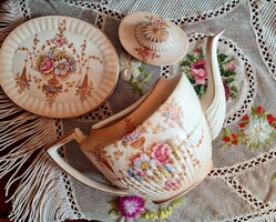 Antik angol fajansz teás kanna - Crown Devon Fieldings - SPRING dekorral