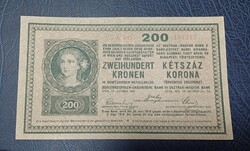 200 Korona 1918 vf series below 2000, reverse side plain.
