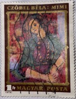 Hungarian post stamp czóbel béla mimi