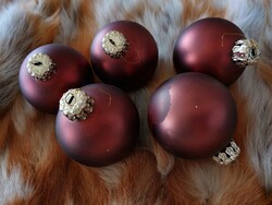 Modern glass Christmas tree decoration ball in matt cinnamon color 5 pcs 8 cm