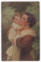 Anyai boldogság / R. Borrmeister: Mutterglück  - festmény képeslap