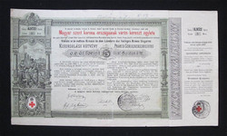 Magyar Vöröskereszt Egylet kötvény 5 forint 1882