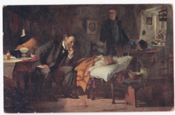 Az orvos / Fildes: Der Arzt - festmény képeslap