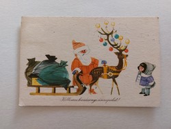 Old Christmas card Santa Claus 1965