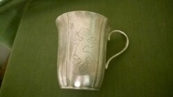 Silver-plated christening cup with handle, child cup-mug with handle, m 75 mm