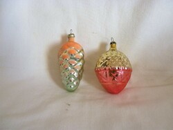 Old glass Christmas tree decorations! - Colorful pine cone + lantern