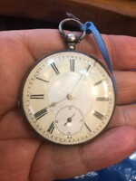 Retro, double-backed, 2-key, silver pocket watch, in working condition.