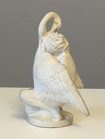 Miklós Melocco (1935-) ice cream and swan cast marked biscuit porcelain sculpture