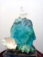 The seal and the ocean. Unique composition with Tahitian turquoise. The creation of a Prima prize-winning artist. Károlyfi /1952