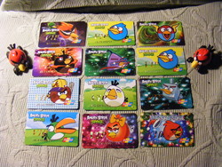 Angry birds space vip card collection 12 pcs + 2 angry birds small car 2012 mattel