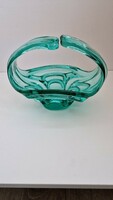Beautiful Czech turquoise glass basket