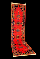 Indian, fiery red running Persian carpet 380 x 85 cm