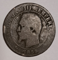 1855. III.Napoleon császár (1852 - 1870) 5 Centimes (185)