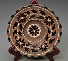 Mezőtúr folk art nouveau ceramic wall plate, 22 cm