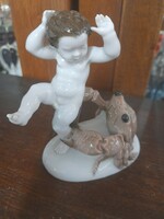 Német,Germany Selb Rosenthal 1919-1935 Puttó-Rák Porcelán Figura.11 cm.
