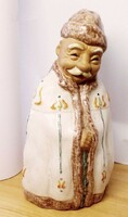 Smiling old shepherd, tans french pottery, folk art collection