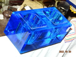 Solid azure blue glass inkwell