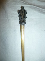 Antik fém levélbontó kés szobor figurával