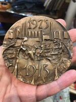 Bronze commemorative plaque, excellent piece for collectors, rarity. Diósgyőr ironworks, 8 cm
