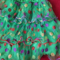 Green polka dot casual dress for little girls (110-116 cm)