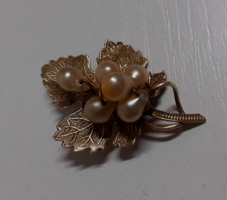 Antique beautiful condition brooch pin grape leaf with bunch of grapes on it brooch pin safety pin