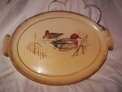 Oval wooden tray with wild duck decoration