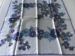 Vintage scarf on a pale purple background with colorful flowers, 67 x 65 cm
