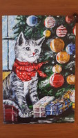 Christmas postcard, picture (kitten)