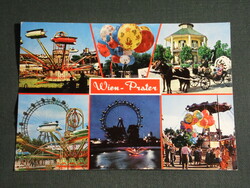 Képeslap,Postcard,Ausztria,Wien Prater, Bécs Vidámpark,mozaik részletek,, kettes fogat,körhinta,lufi