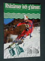 Postcard, Heini Hemm autograph card, signed, Swiss Alpine skiing Olympic champion