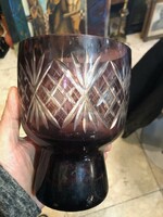 Art deco crystal vase, burgundy, height 18 cm.
