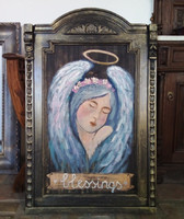 Blessing, rustic wood decoration, wall picture, angel