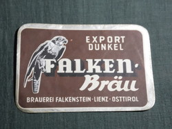 Beer label, bier etikette falken bräu, lienz, export dunkel