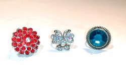 Rings butterfly, red and blue rhinestones (1148)