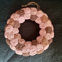 Rose wreath, door decoration (pink-brown)