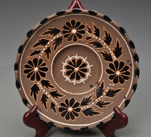Mezőtúr folk art nouveau ceramic wall plate, 22 cm
